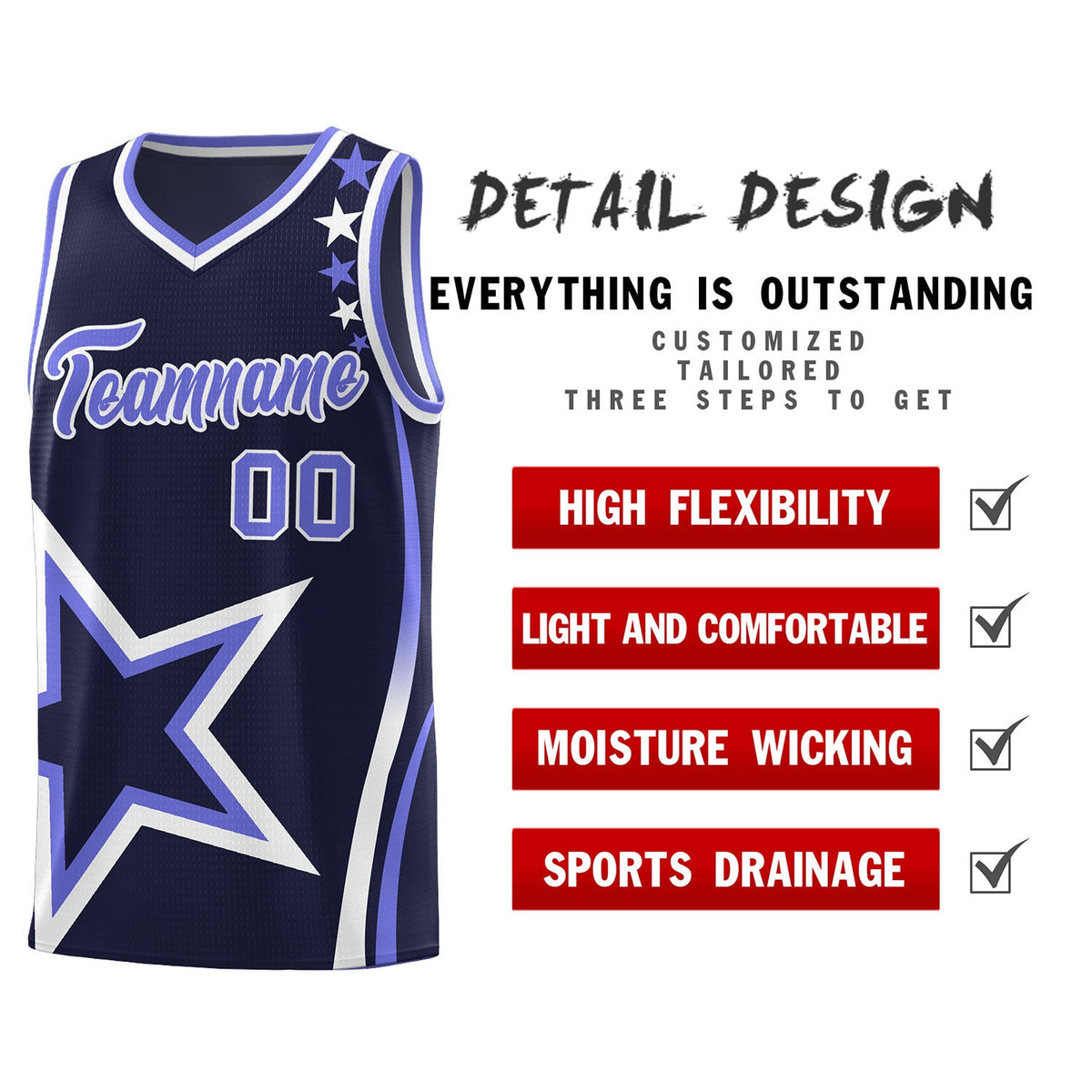 Custom Navy Shoulder Stars Graffiti Pattern Sets Basketball Jersey