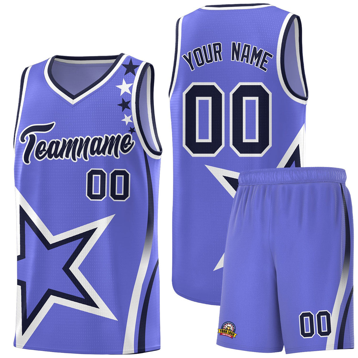 Custom Purple Shoulder Stars Graffiti Pattern Sets Basketball Jersey