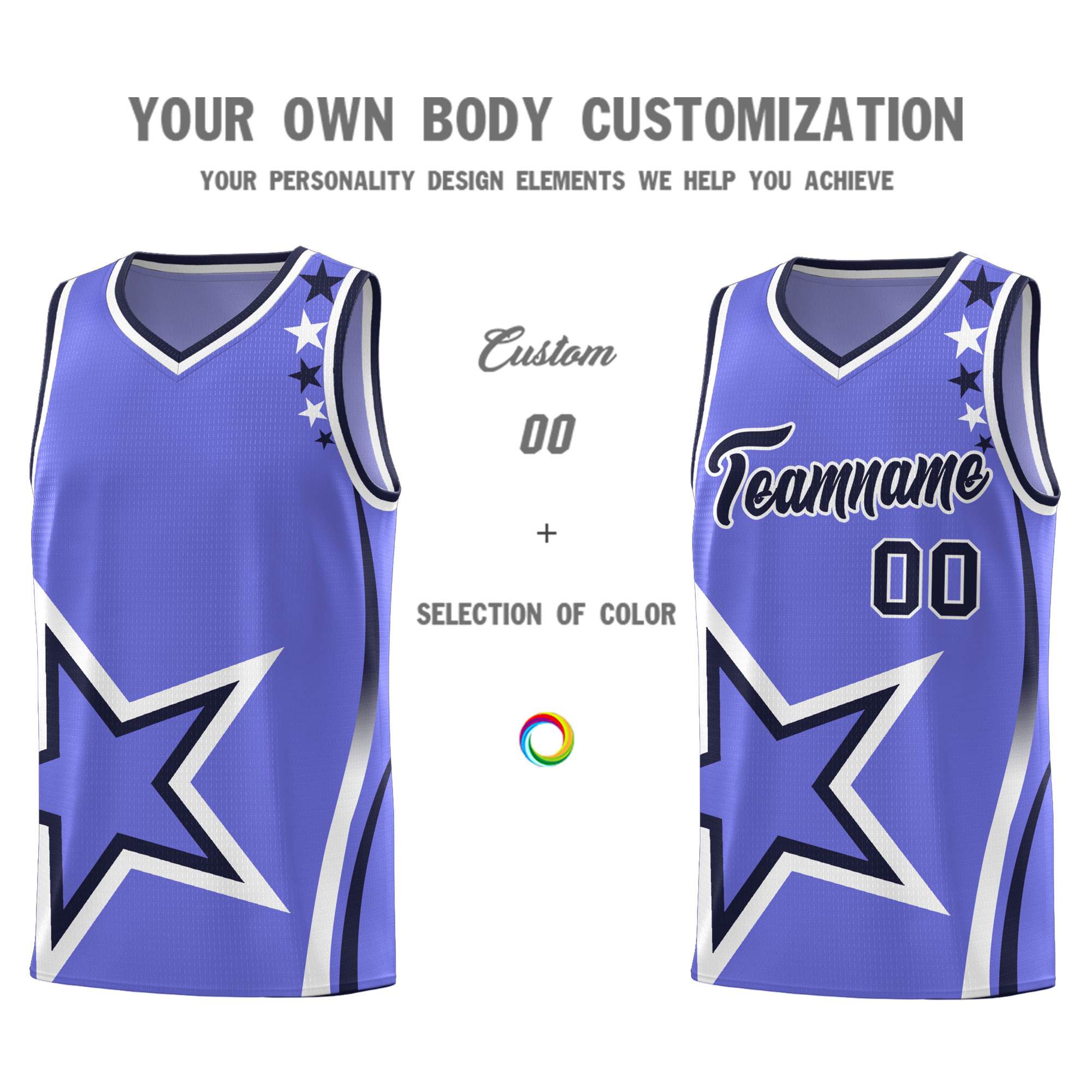 Custom Purple Shoulder Stars Graffiti Pattern Sets Basketball Jersey