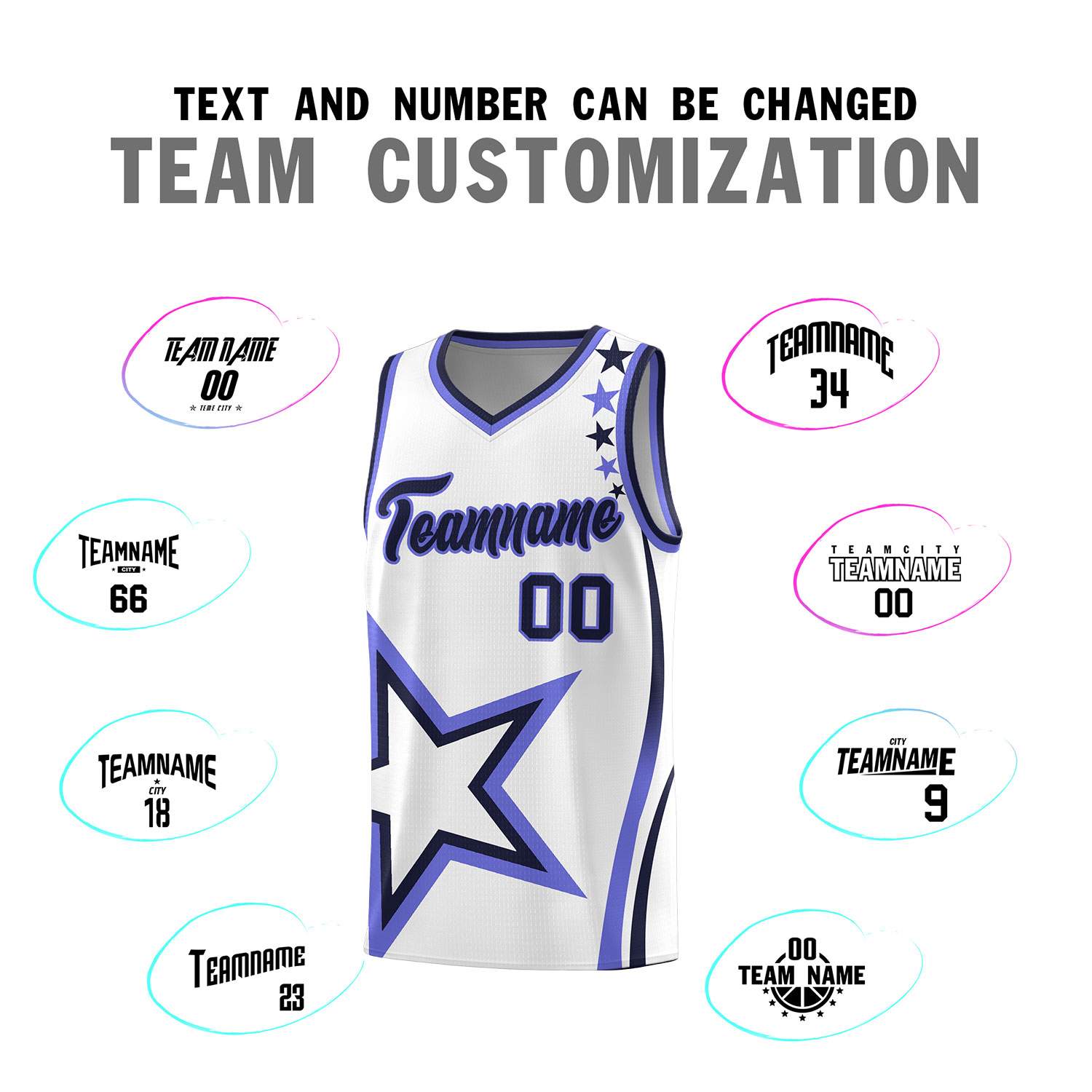 Custom White Shoulder Stars Graffiti Pattern Sets Basketball Jersey