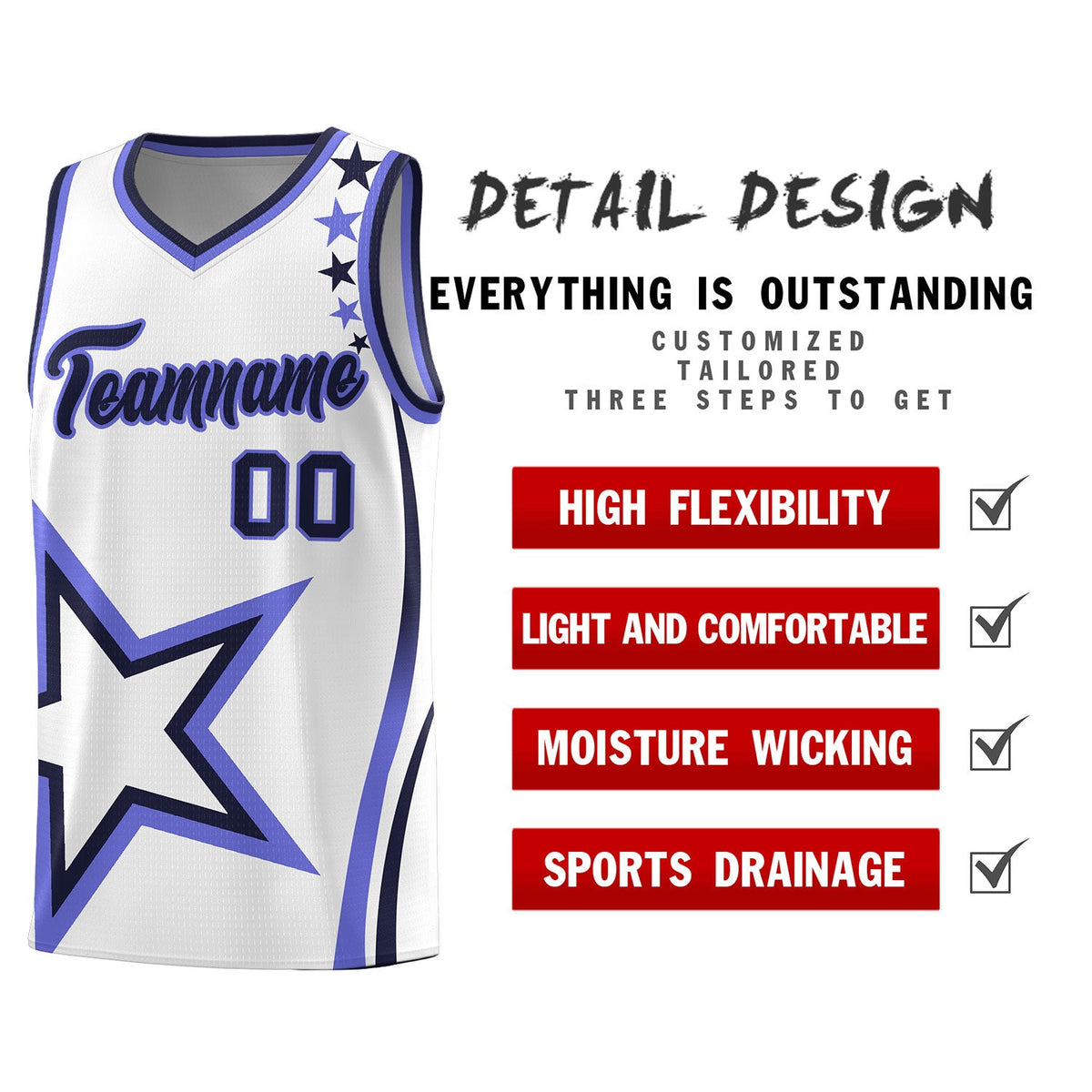 Custom White Shoulder Stars Graffiti Pattern Sets Basketball Jersey