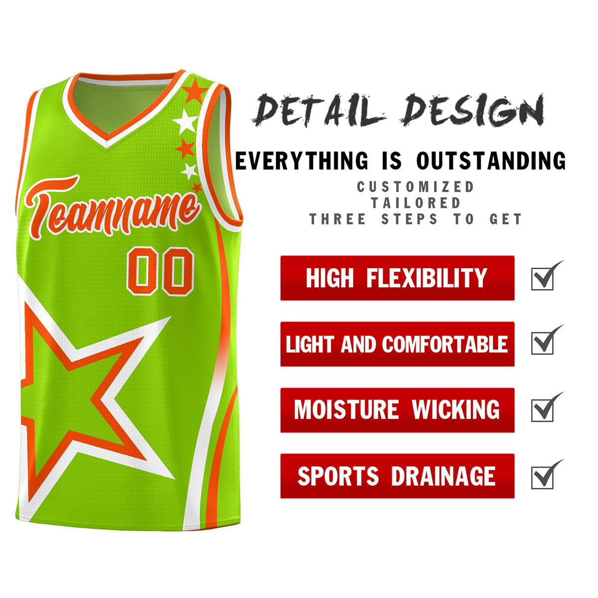 Custom Neon Green Shoulder Stars Graffiti Pattern Sets Basketball Jersey