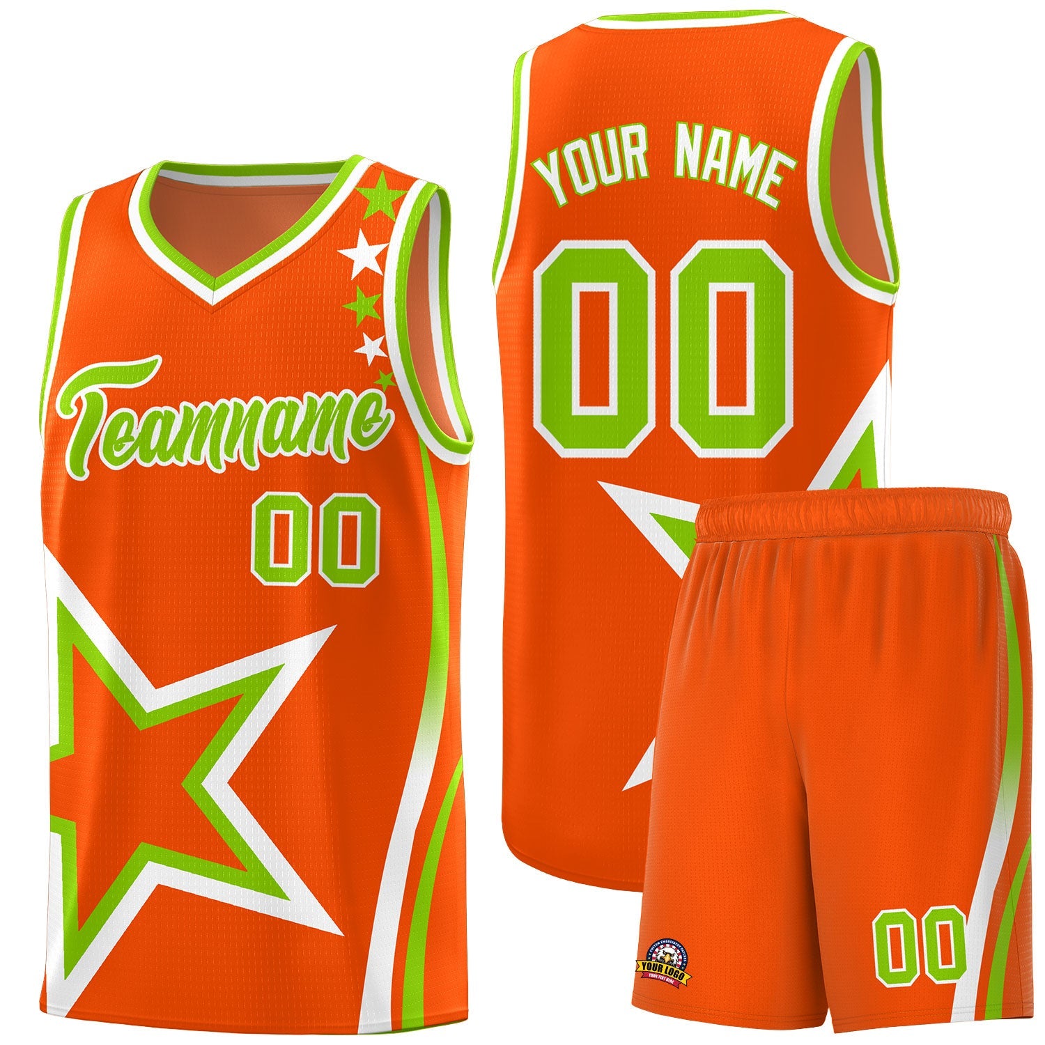 Custom Orange Shoulder Stars Graffiti Pattern Sets Basketball Jersey