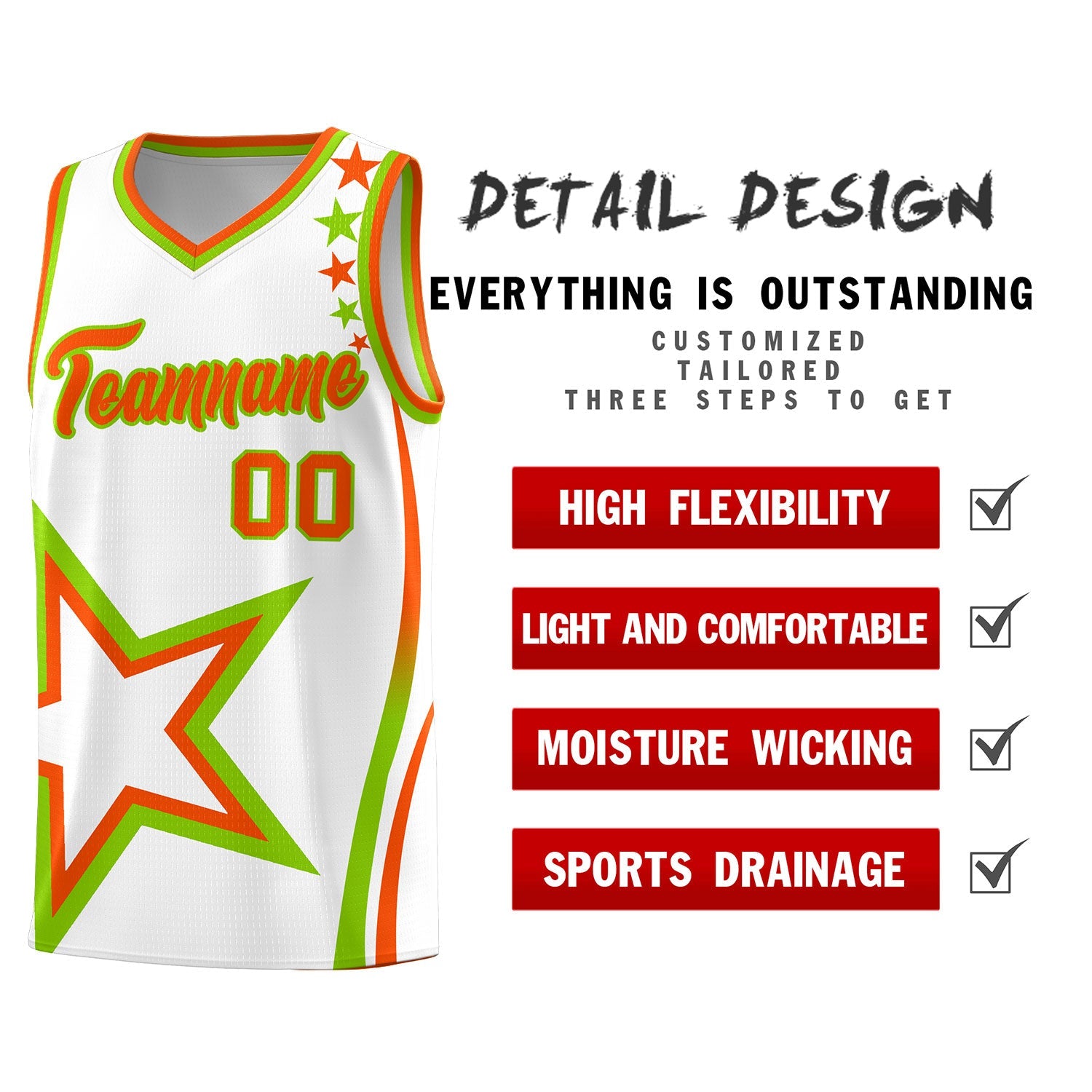 Custom White Shoulder Stars Graffiti Pattern Sets Basketball Jersey