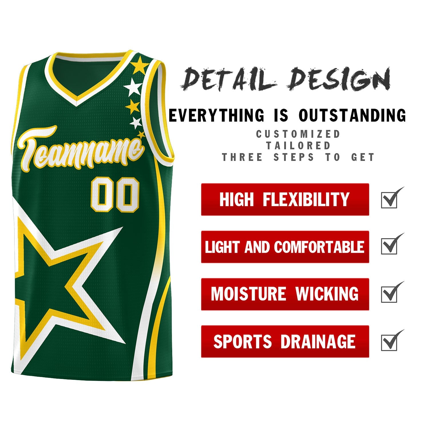 Custom Hunter Green Shoulder Stars Graffiti Pattern Sets Basketball Jersey