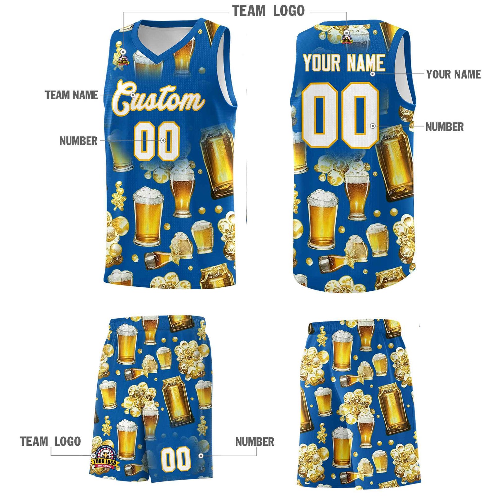 Custom Royal National Beer Day Personalized Beer Bubble Basketball Jersey | Perfect for parties | Dye-sublimation printing | KXKSHOP