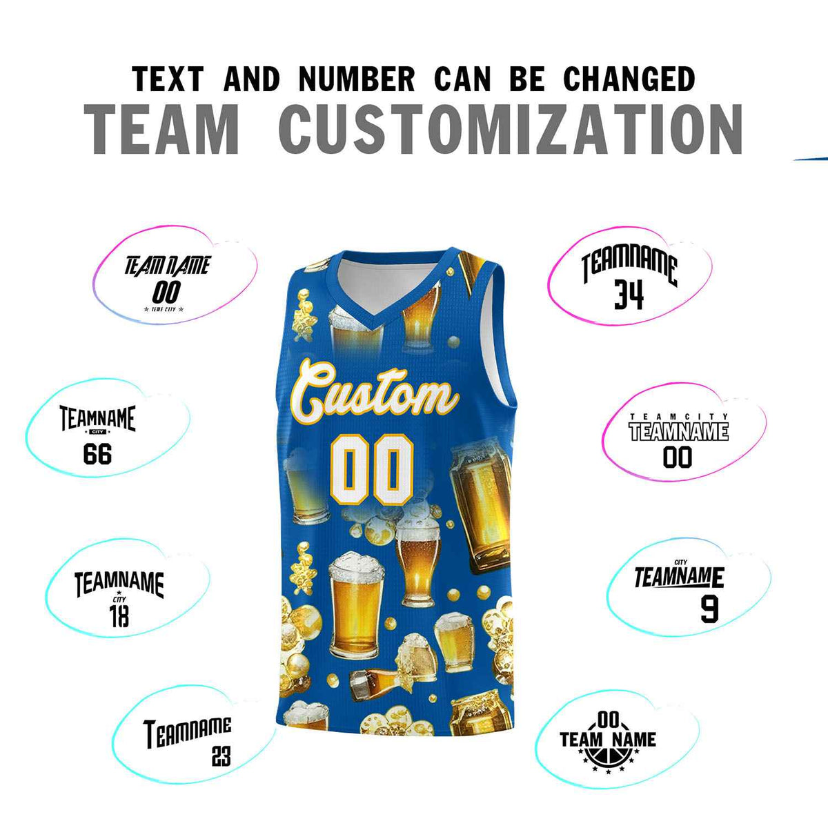 Custom Royal National Beer Day Personalized Beer Bubble Basketball Jersey | Perfect for parties | Dye-sublimation printing | KXKSHOP