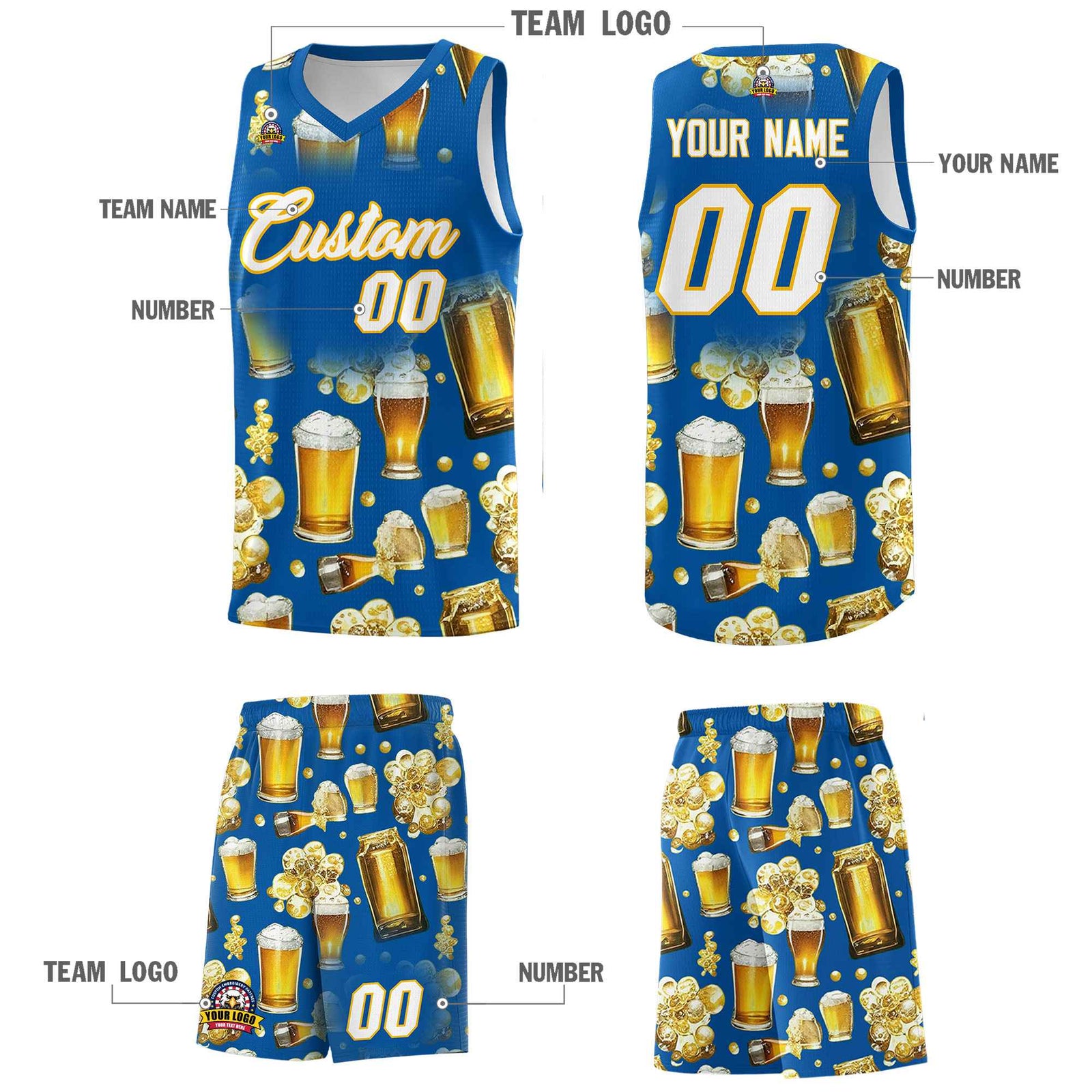 Custom Royal National Beer Day Personalized Beer Bubble Basketball Jersey | Perfect for parties | Dye-sublimation printing | KXKSHOP