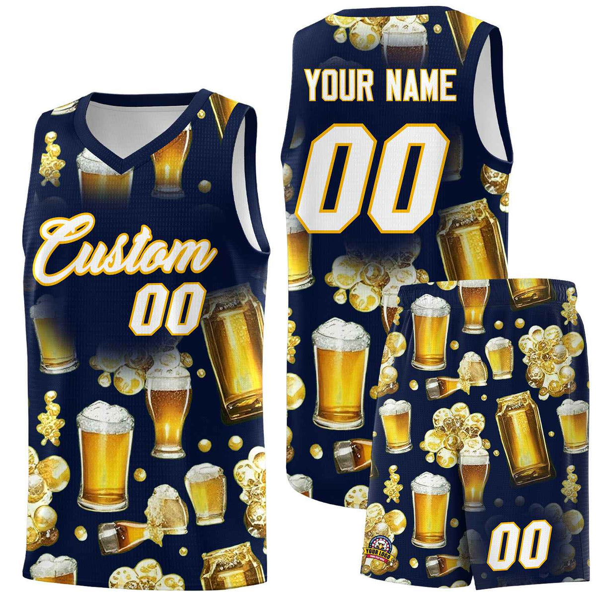 Custom Navy National Beer Day Personalized Beer Bubble Basketball Jersey | Perfect for parties | Dye-sublimation printing | KXKSHOP