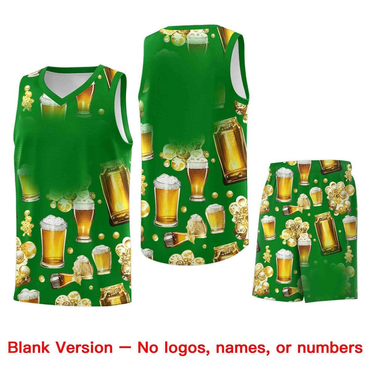 Custom Kelly Green-02 National Beer Day Personalized Beer Bubble Basketball Jersey | Perfect for parties | Dye-sublimation printing | KXKSHOP