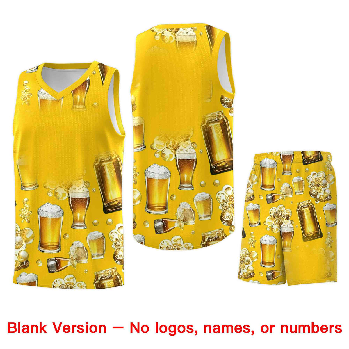 Custom Gold National Beer Day Personalized Beer Bubble Basketball Jersey | Perfect for parties | Dye-sublimation printing | KXKSHOP