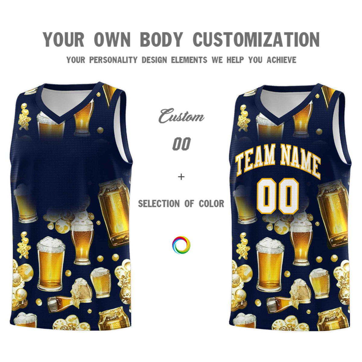 Custom Navy National Beer Day Personalized Beer Bubble Basketball Jersey | Perfect for parties | Dye-sublimation printing | KXKSHOP