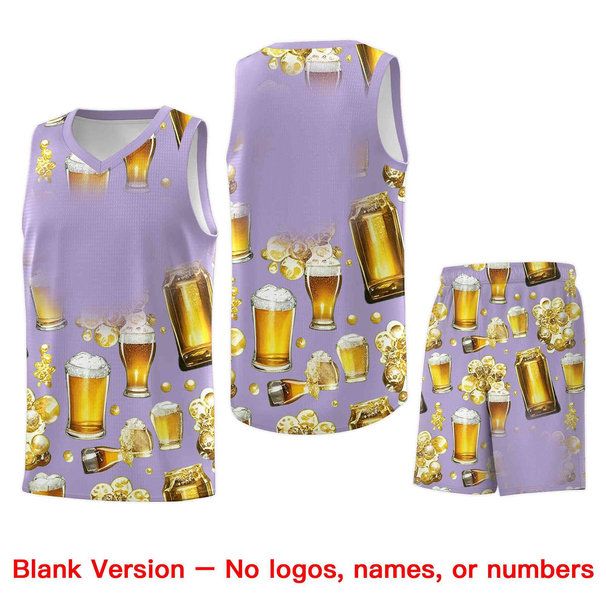 Custom Light Purple National Beer Day Personalized Beer Bubble Basketball Jersey | Perfect for parties | Dye-sublimation printing | KXKSHOP