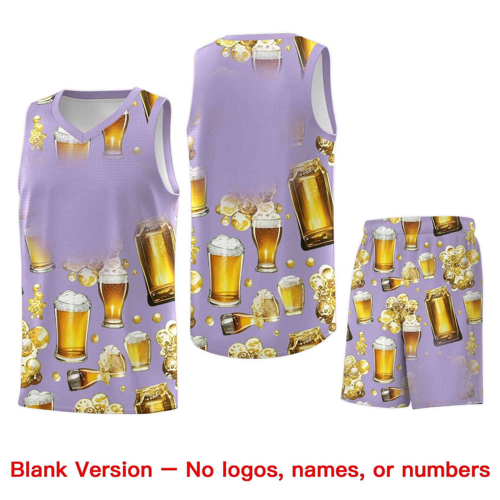 Custom Light Purple National Beer Day Personalized Beer Bubble Basketball Jersey | Perfect for parties | Dye-sublimation printing | KXKSHOP