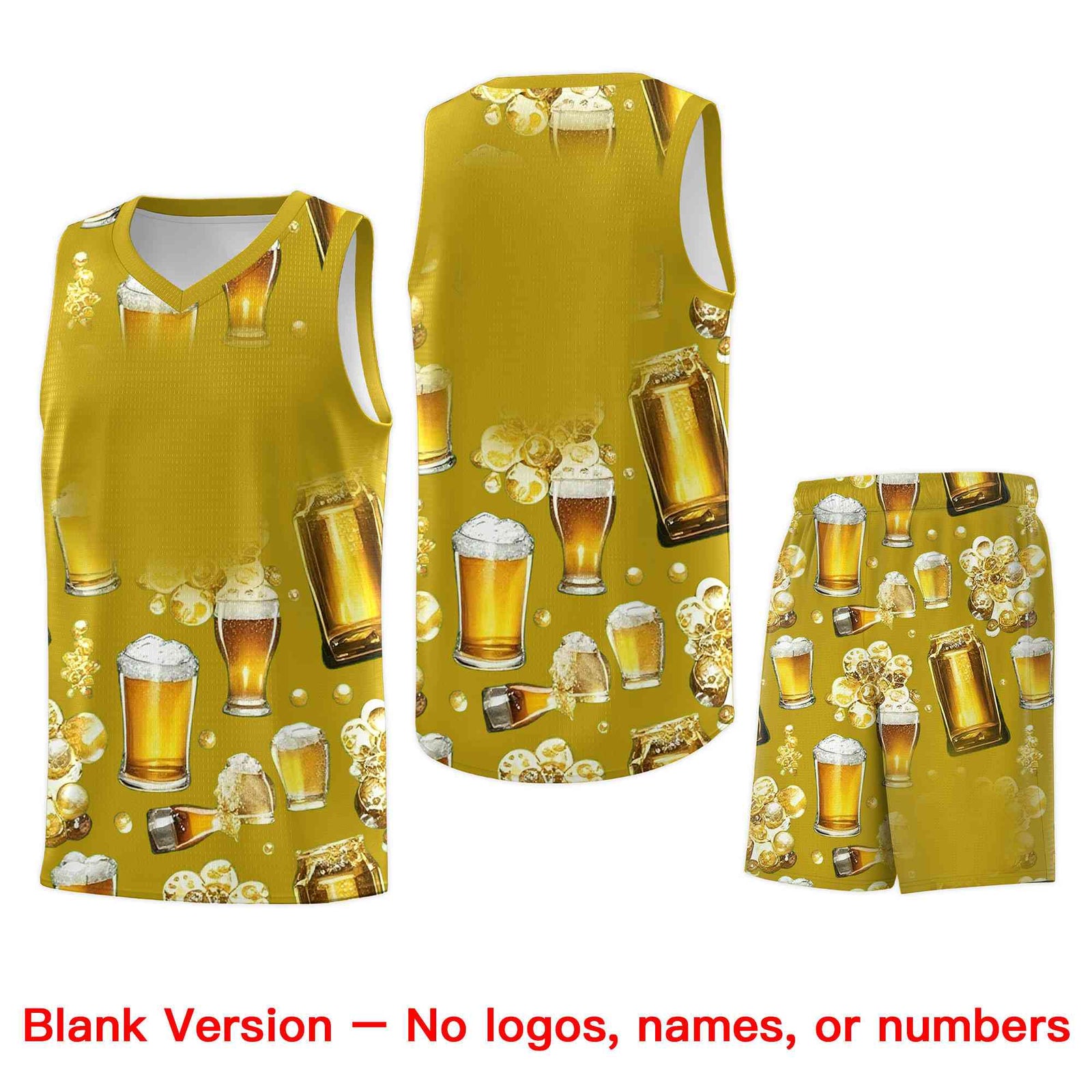 Custom Old Gold National Beer Day Personalized Beer Bubble Basketball Jersey | Perfect for parties | Dye-sublimation printing | KXKSHOP