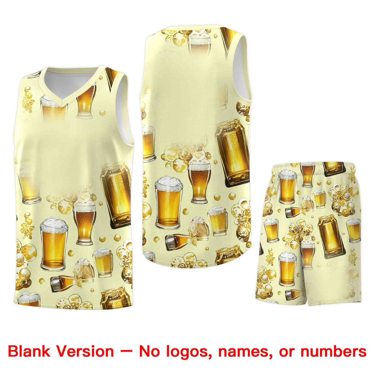 Custom Cream National Beer Day Personalized Beer Bubble Basketball Jersey | Perfect for parties | Dye-sublimation printing | KXKSHOP