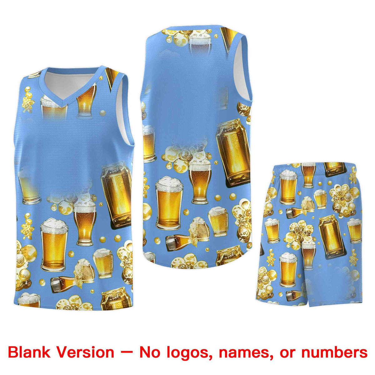 Custom Light Blue National Beer Day Personalized Beer Bubble Basketball Jersey | Perfect for parties | Dye-sublimation printing | KXKSHOP
