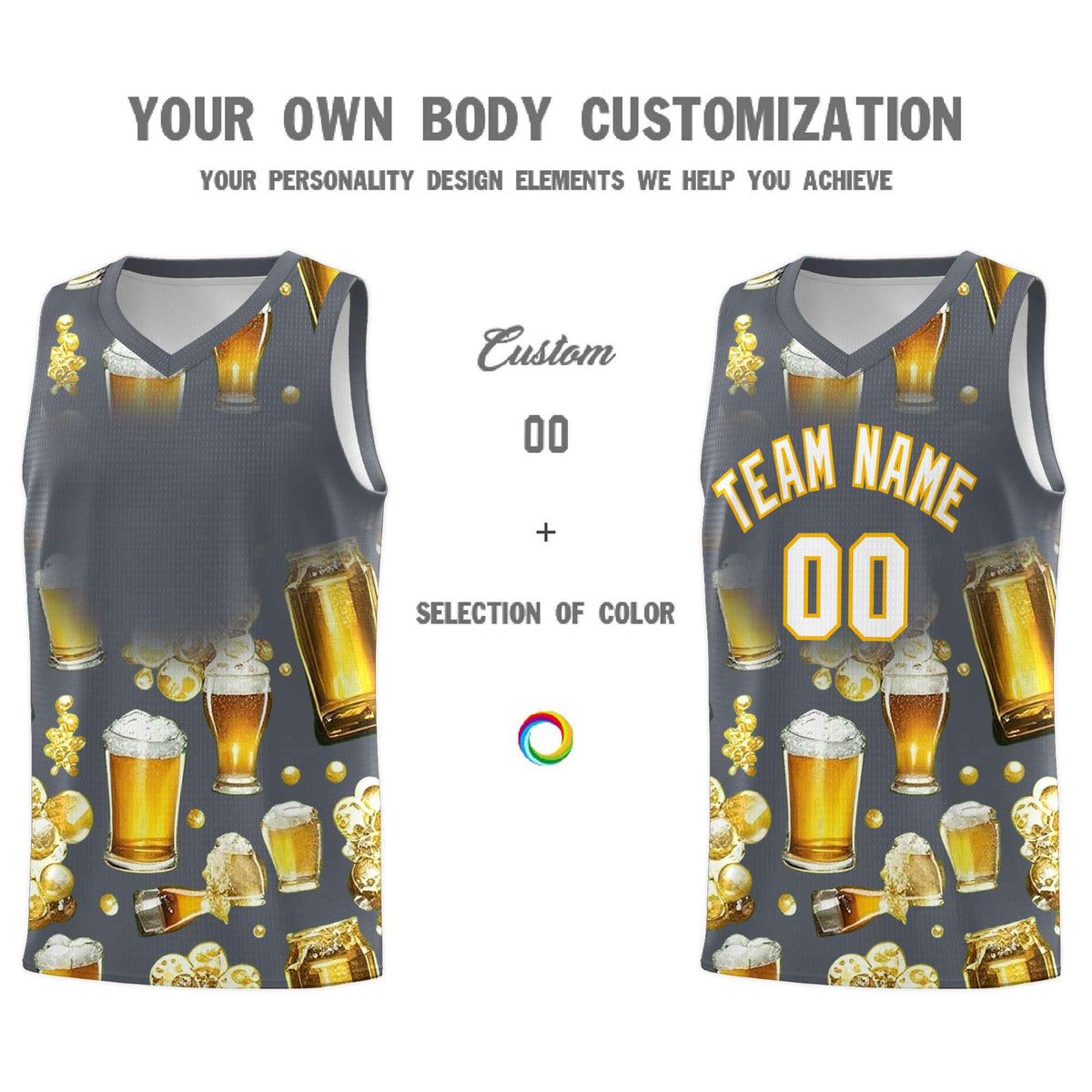 Custom Gray National Beer Day Personalized Beer Bubble Basketball Jersey | Perfect for parties | Dye-sublimation printing | KXKSHOP