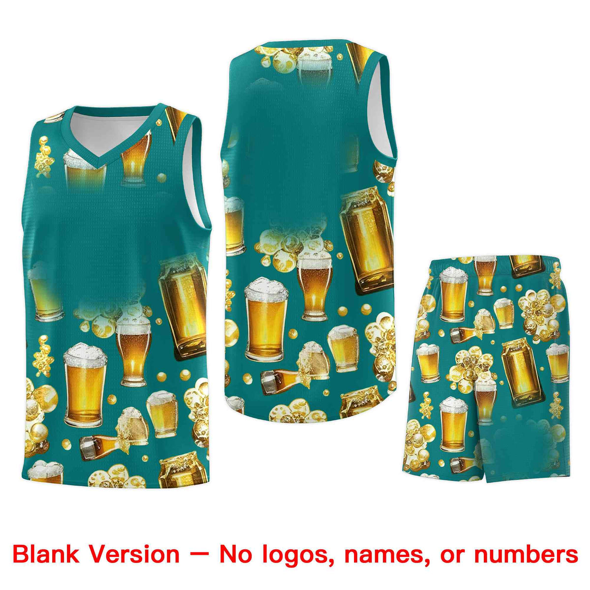 Custom Teal National Beer Day Personalized Beer Bubble Basketball Jersey | Perfect for parties | Dye-sublimation printing | KXKSHOP