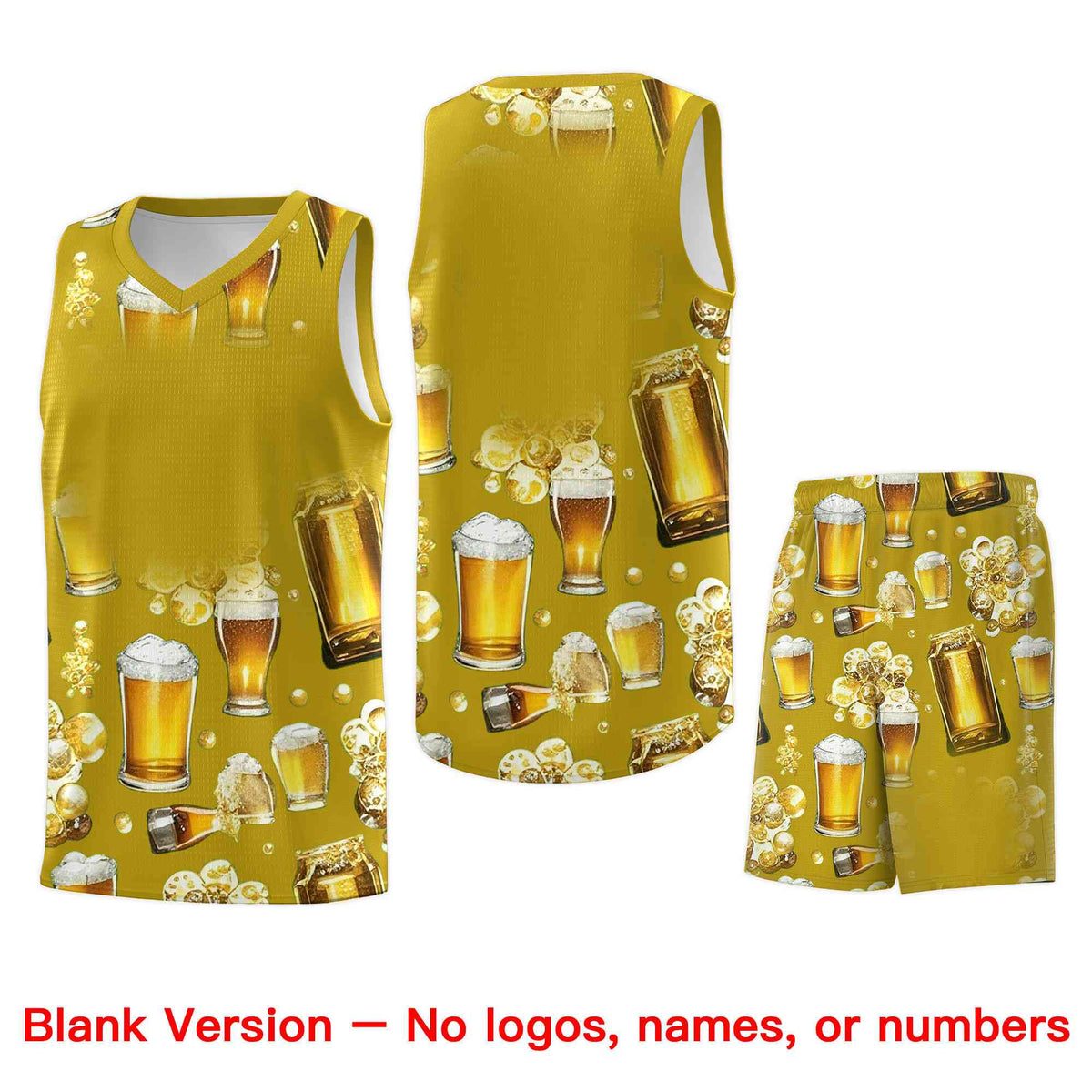 Custom Old Gold National Beer Day Personalized Beer Bubble Basketball Jersey | Perfect for parties | Dye-sublimation printing | KXKSHOP