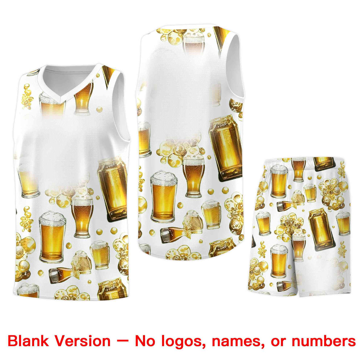 Custom White National Beer Day Personalized Beer Bubble Basketball Jersey | Perfect for parties | Dye-sublimation printing | KXKSHOP