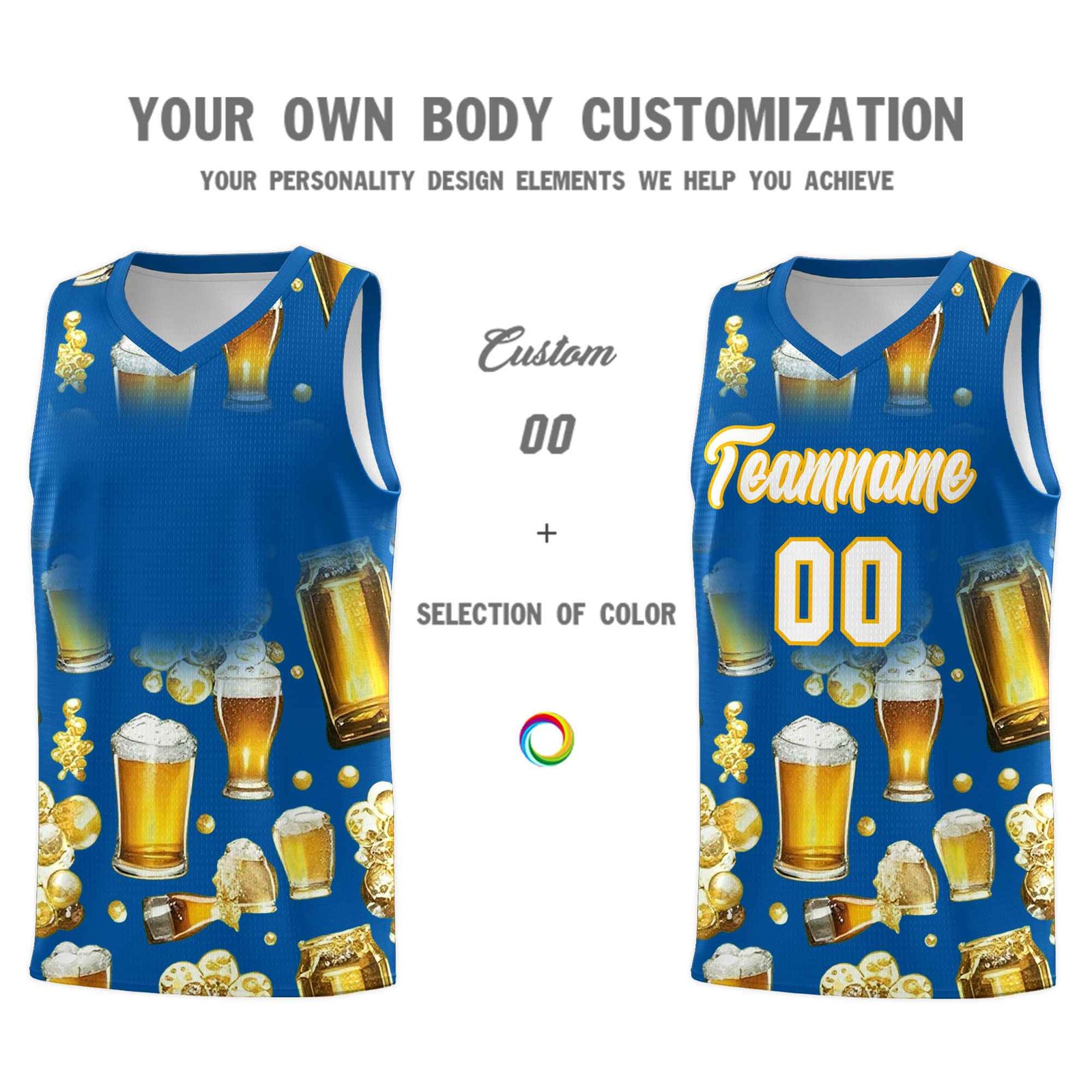 Custom Royal National Beer Day Personalized Beer Bubble Basketball Jersey | Perfect for parties | Dye-sublimation printing | KXKSHOP