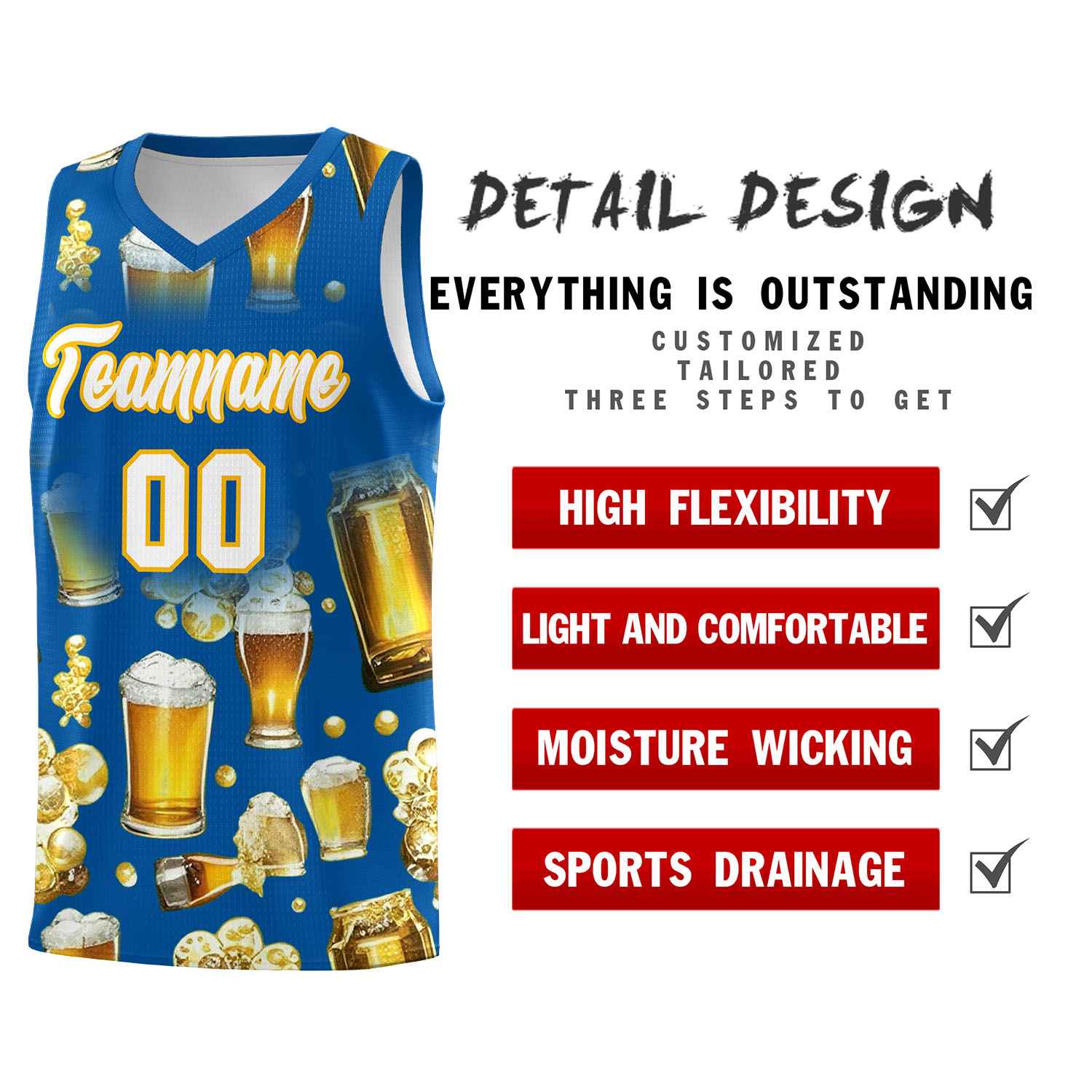 Custom Royal National Beer Day Personalized Beer Bubble Basketball Jersey | Perfect for parties | Dye-sublimation printing | KXKSHOP