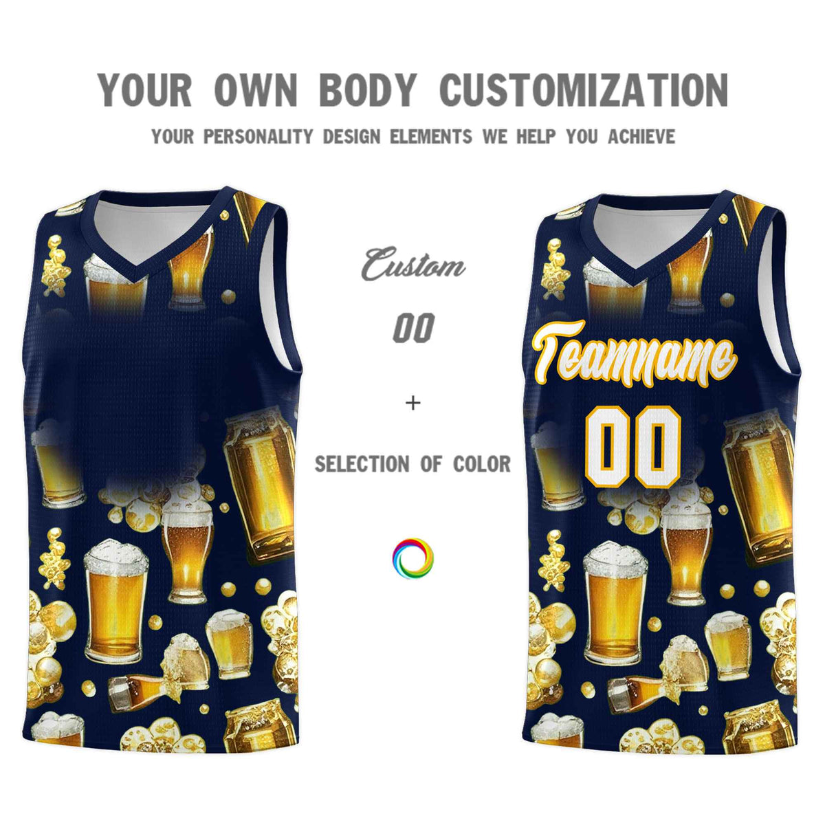 Custom Navy National Beer Day Personalized Beer Bubble Basketball Jersey | Perfect for parties | Dye-sublimation printing | KXKSHOP