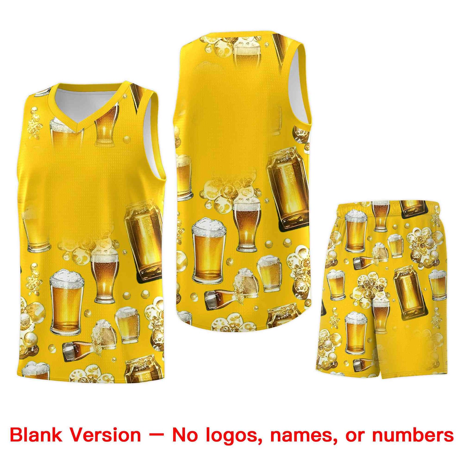 Custom Gold National Beer Day Personalized Beer Bubble Basketball Jersey | Perfect for parties | Dye-sublimation printing | KXKSHOP