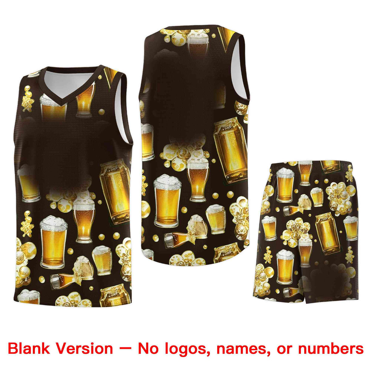 Custom Brown National Beer Day Personalized Beer Bubble Basketball Jersey | Perfect for parties | Dye-sublimation printing | KXKSHOP
