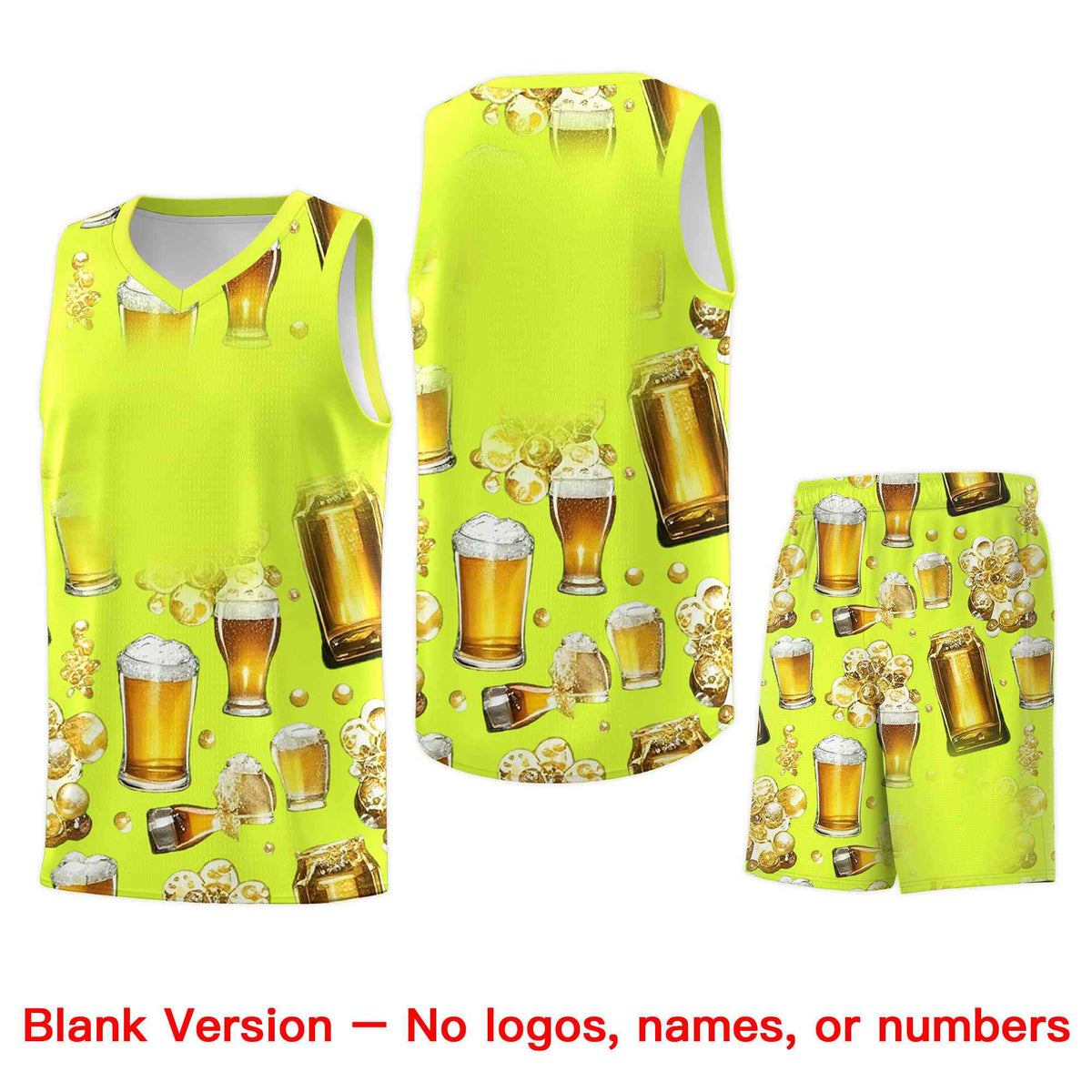 Custom Fluorescent Green National Beer Day Personalized Beer Bubble Basketball Jersey | Perfect for parties | Dye-sublimation printing | KXKSHOP