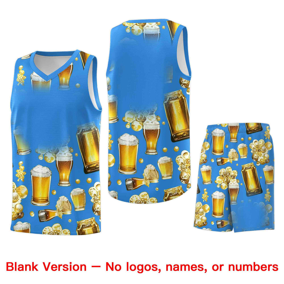 Custom Light Blue National Beer Day Personalized Beer Bubble Basketball Jersey | Perfect for parties | Dye-sublimation printing | KXKSHOP