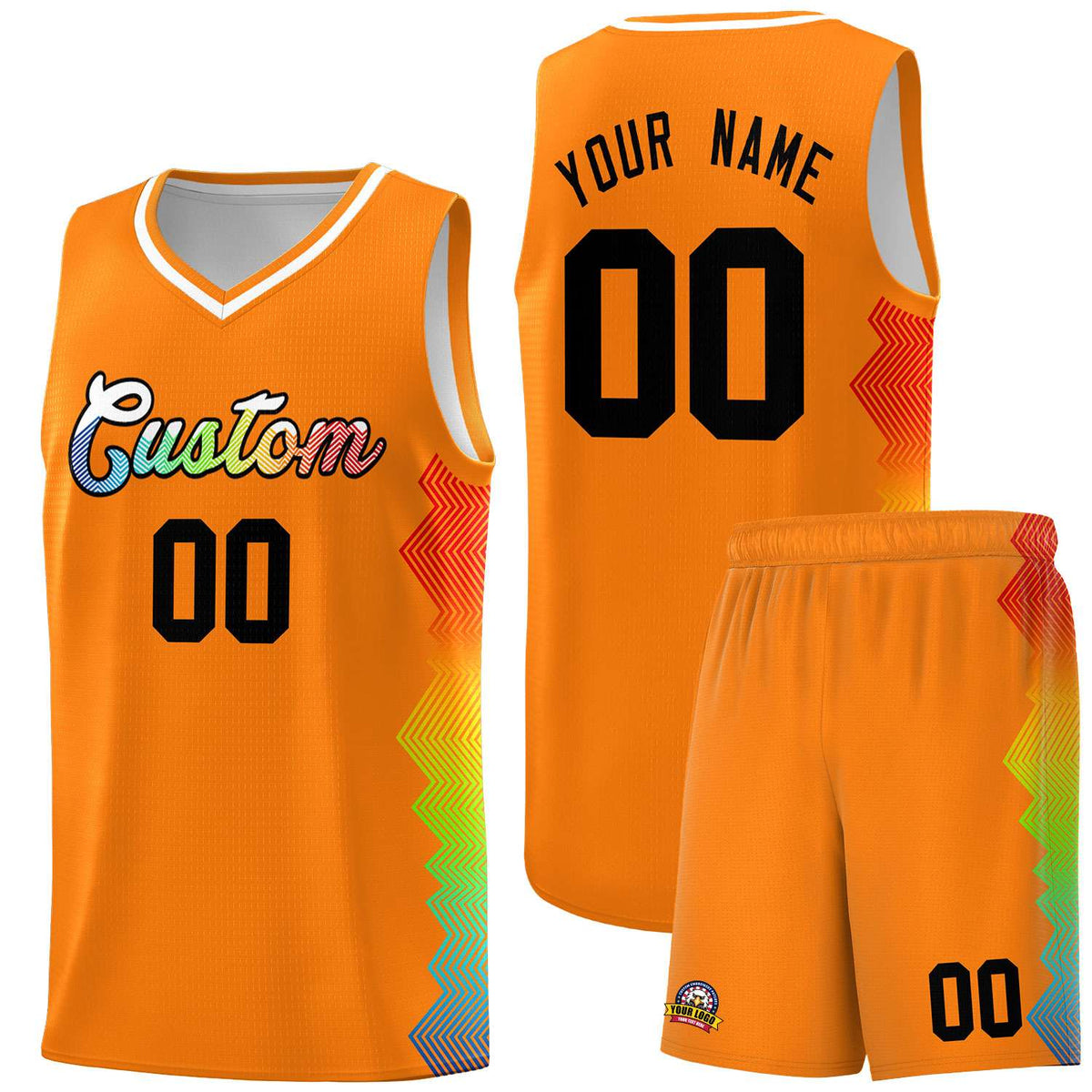 Custom Texas Orange Denver Nuggets Rainbow Side Sports Uniform Basketball Jersey