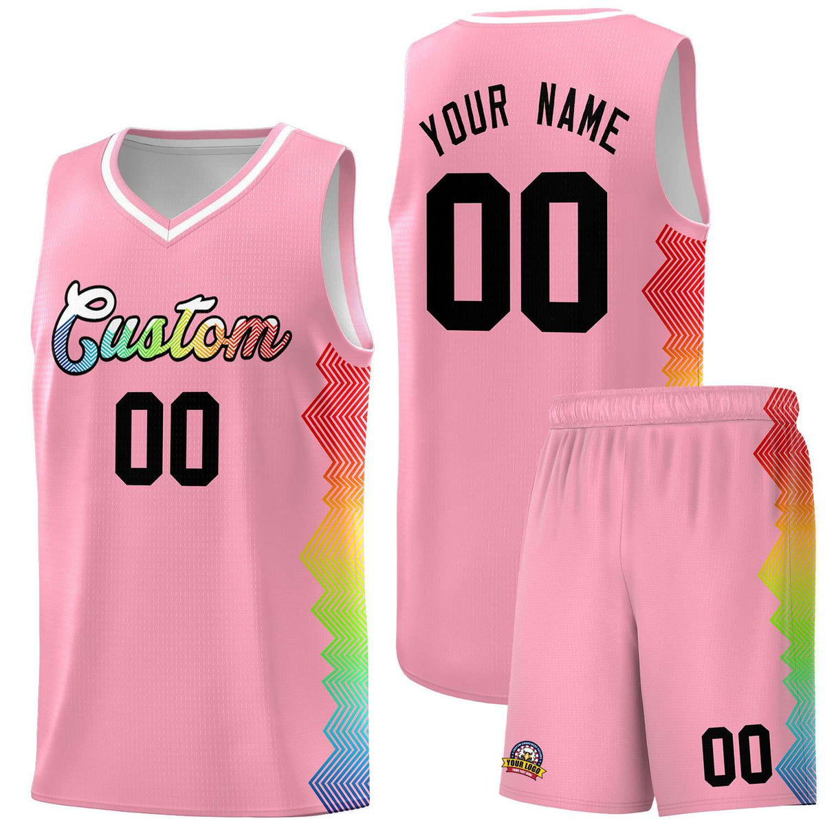 Custom Orange Denver Nuggets Rainbow Side Sports Uniform Basketball Jersey