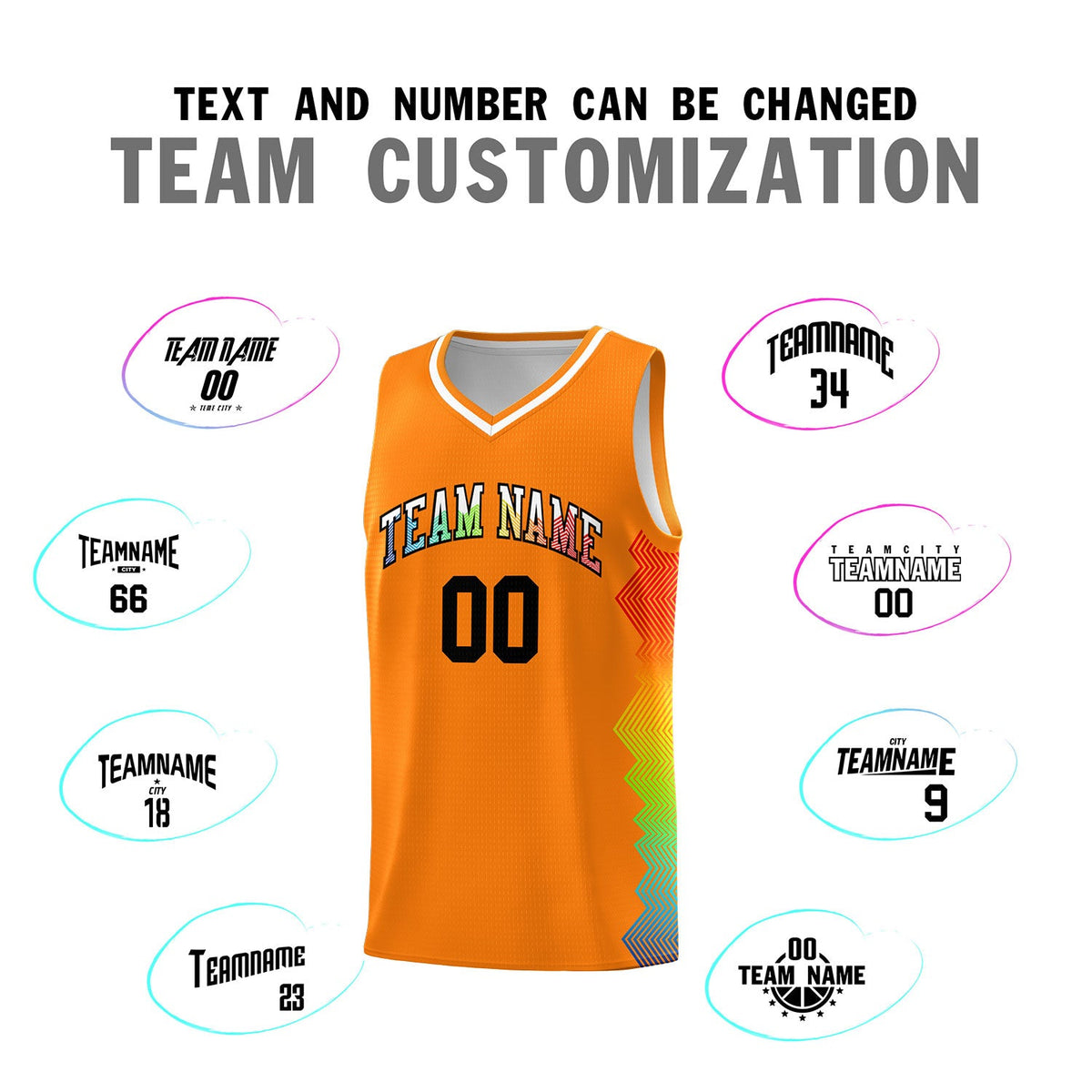 Custom Texas Orange Denver Nuggets Rainbow Side Sports Uniform Basketball Jersey