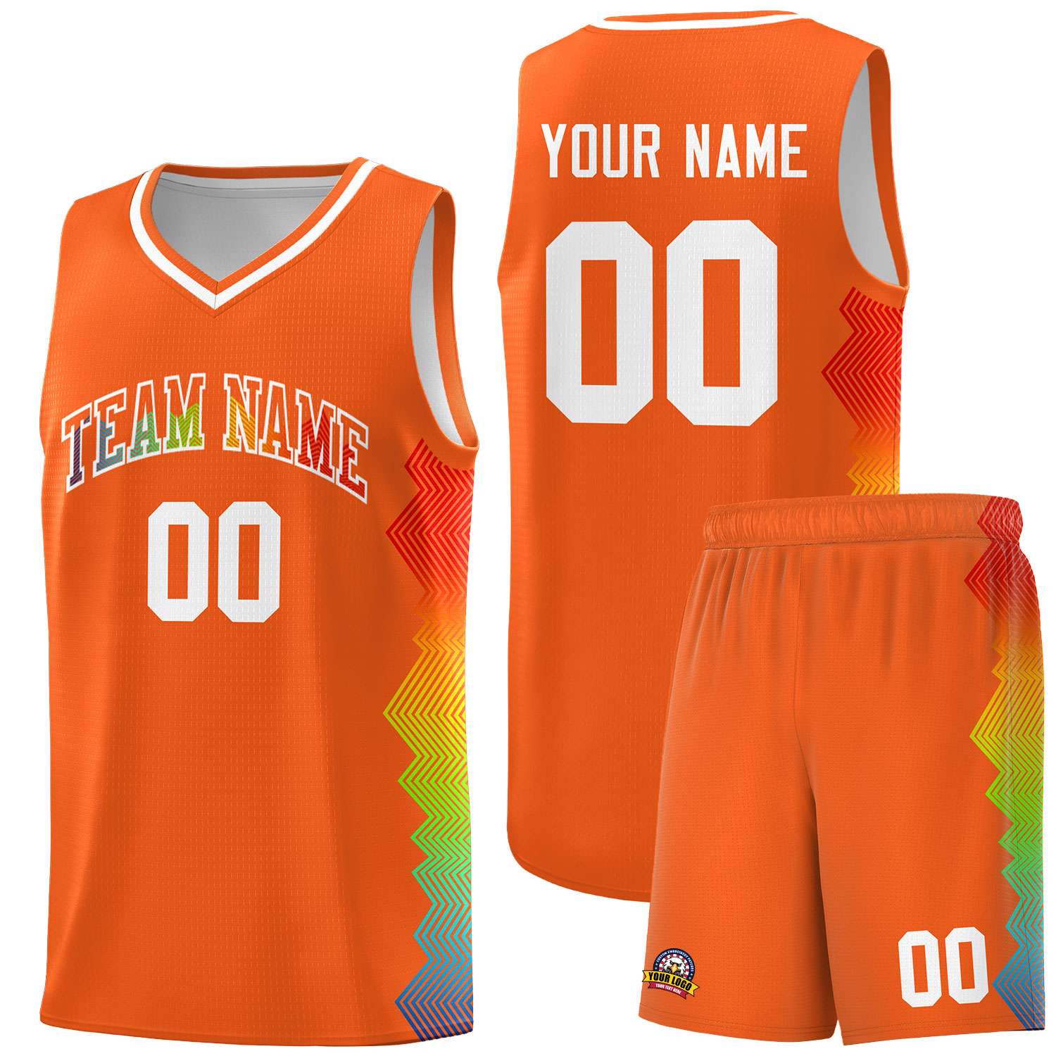Custom Orange Denver Nuggets Rainbow Side Sports Uniform Basketball Jersey