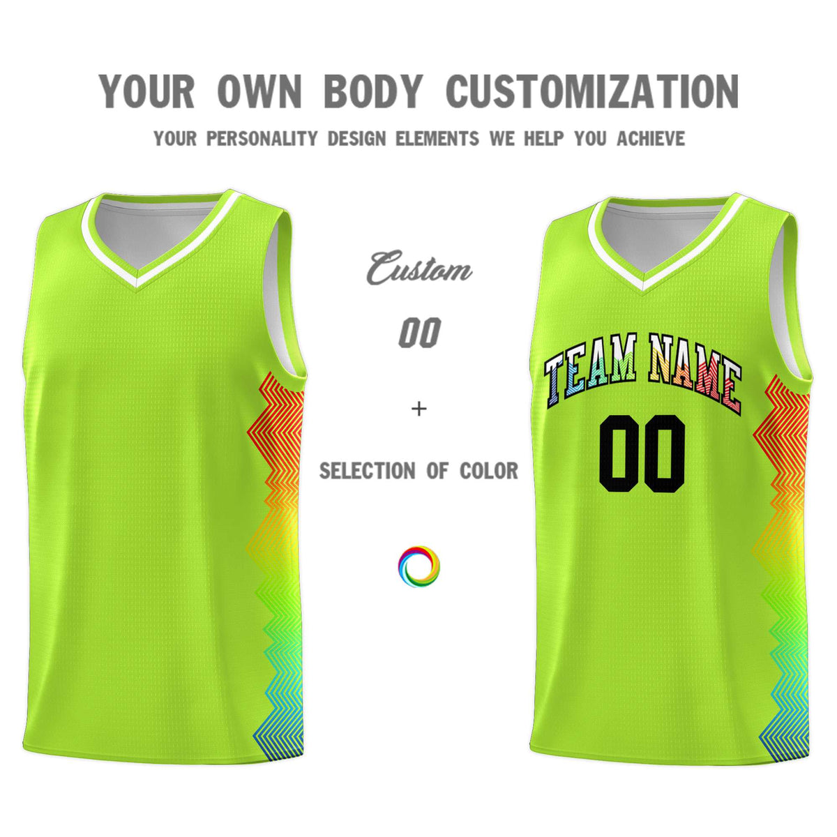 Custom Green Denver Nuggets Rainbow Side Sports Uniform Basketball Jersey