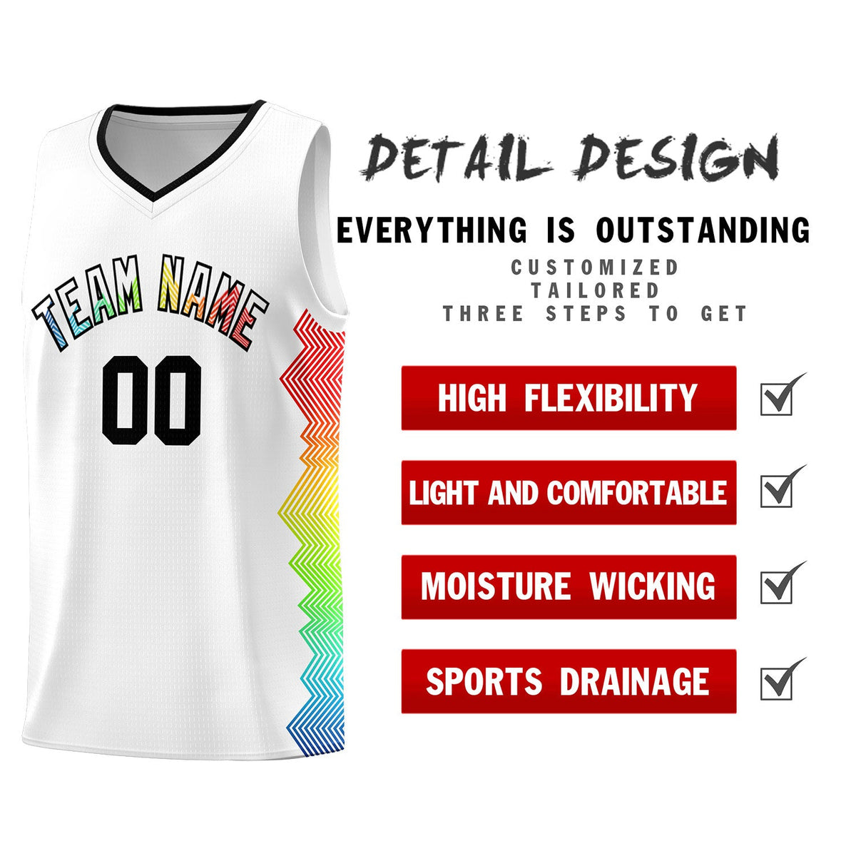 Custom White Denver Nuggets Rainbow Side Sports Uniform Basketball Jersey