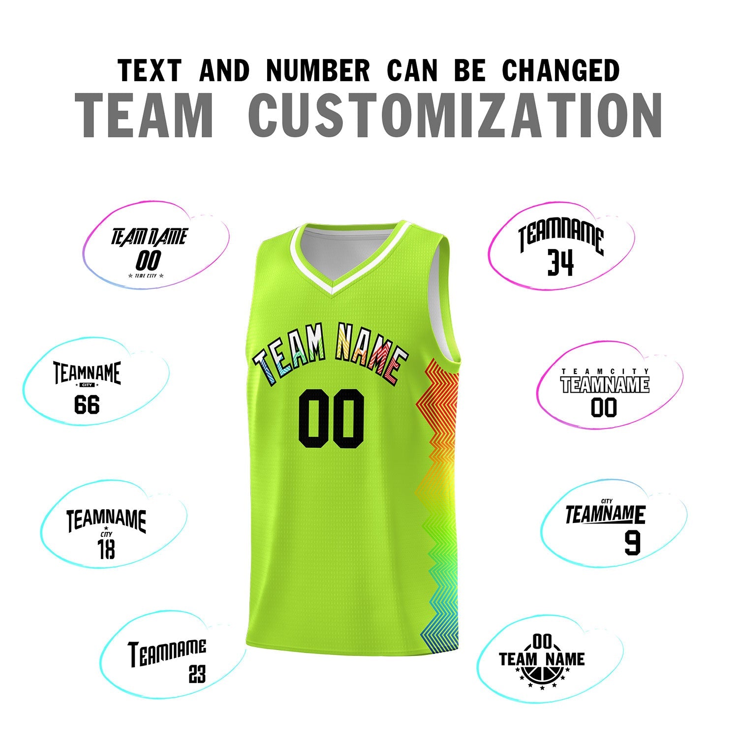 Custom Green Denver Nuggets Rainbow Side Sports Uniform Basketball Jersey