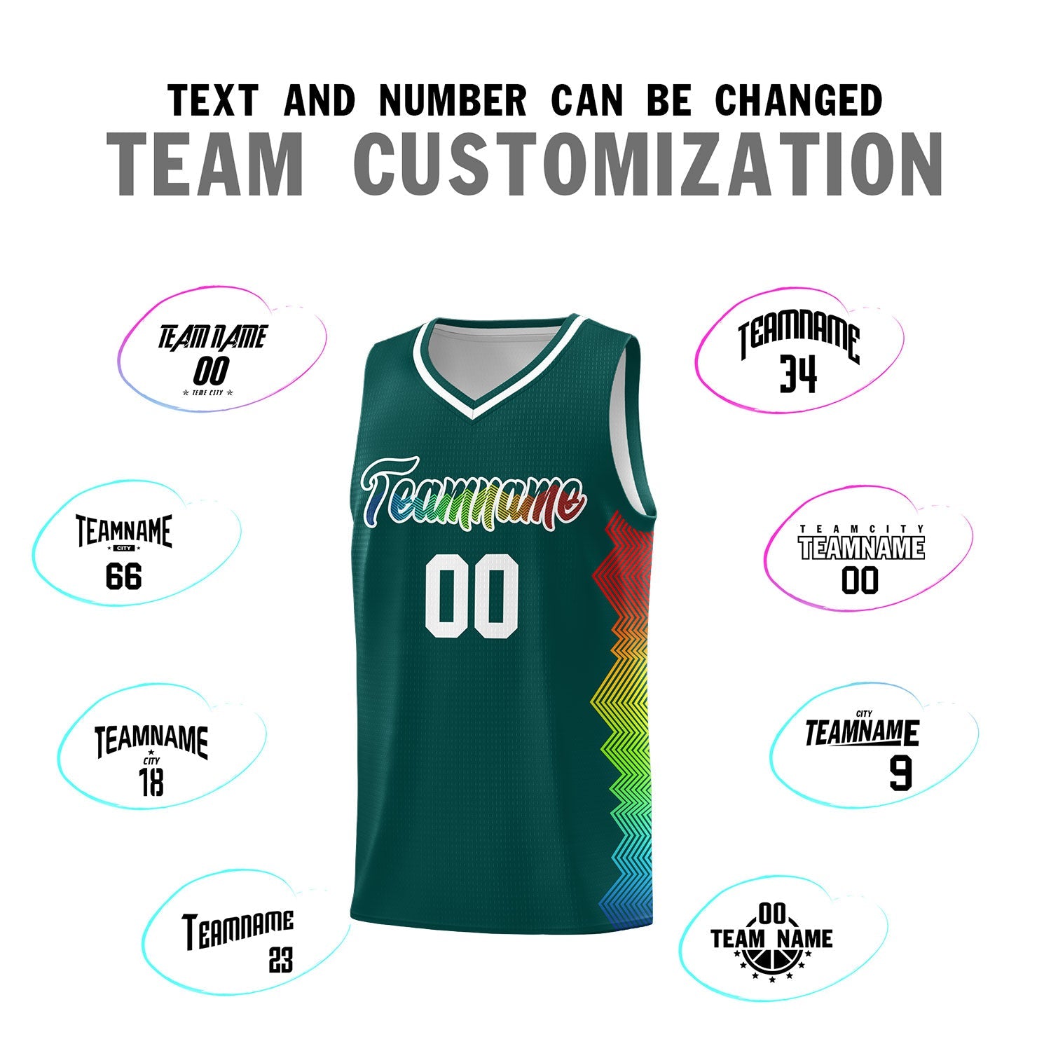 Custom Midnight Green Denver Nuggets Rainbow Side Sports Uniform Basketball Jersey