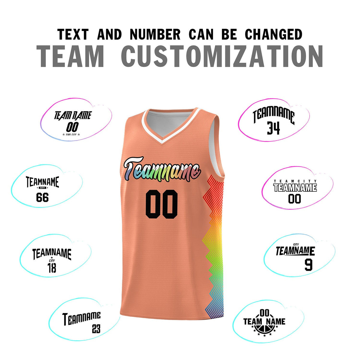 Custom Orange Denver Nuggets Rainbow Side Sports Uniform Basketball Jersey