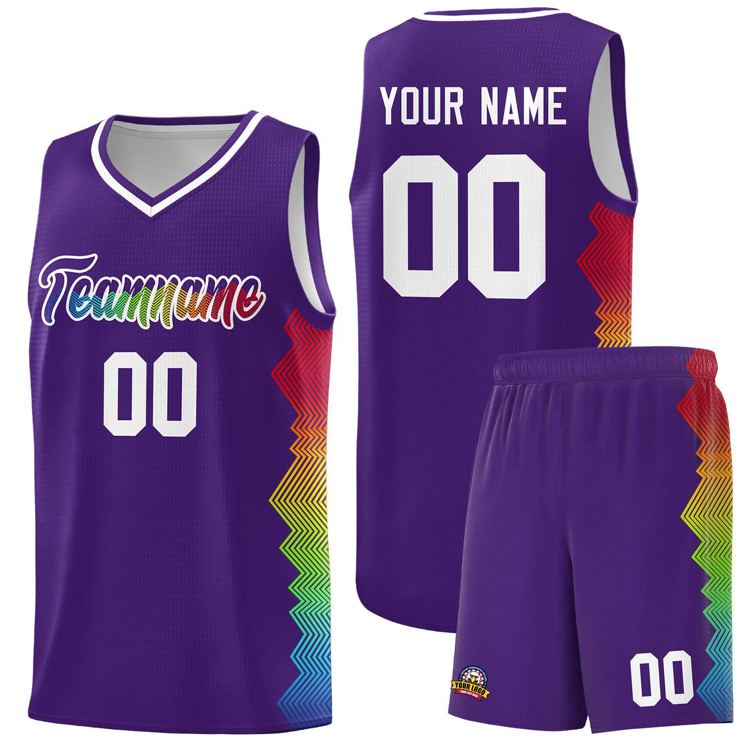 Custom Purple Denver Nuggets Rainbow Side Sports Uniform Basketball Jersey
