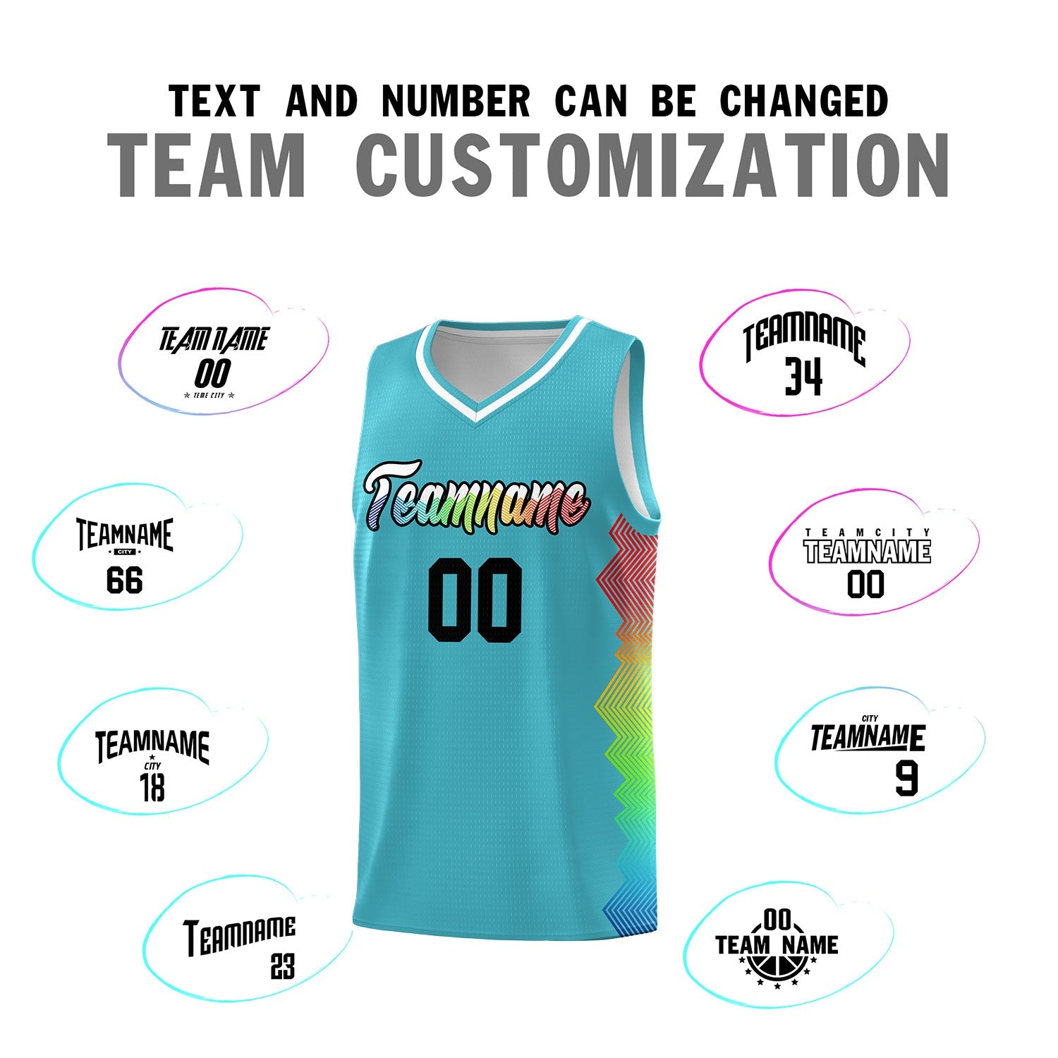 Custom Sky Blue Denver Nuggets Rainbow Side Sports Uniform Basketball Jersey
