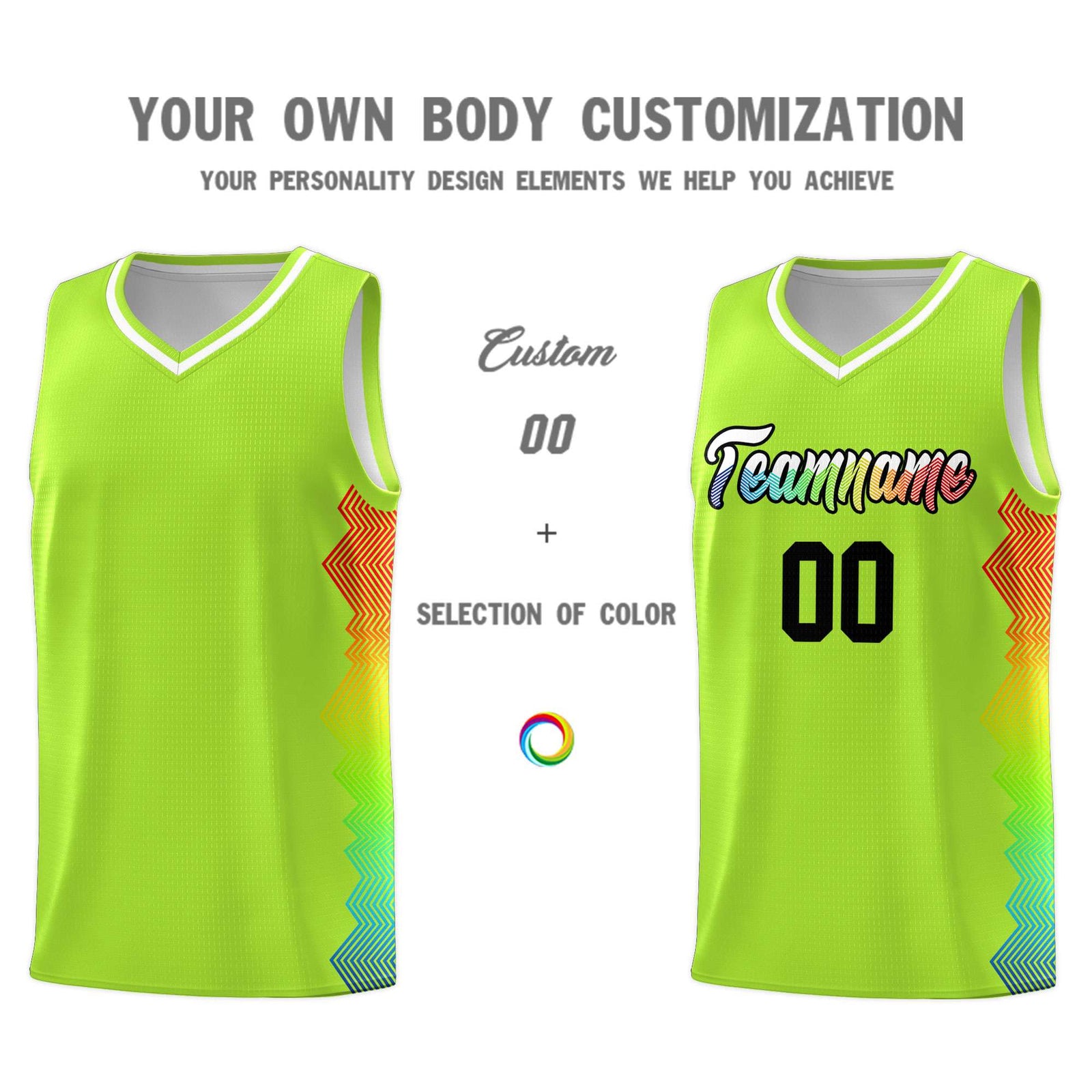 Custom Green Denver Nuggets Rainbow Side Sports Uniform Basketball Jersey