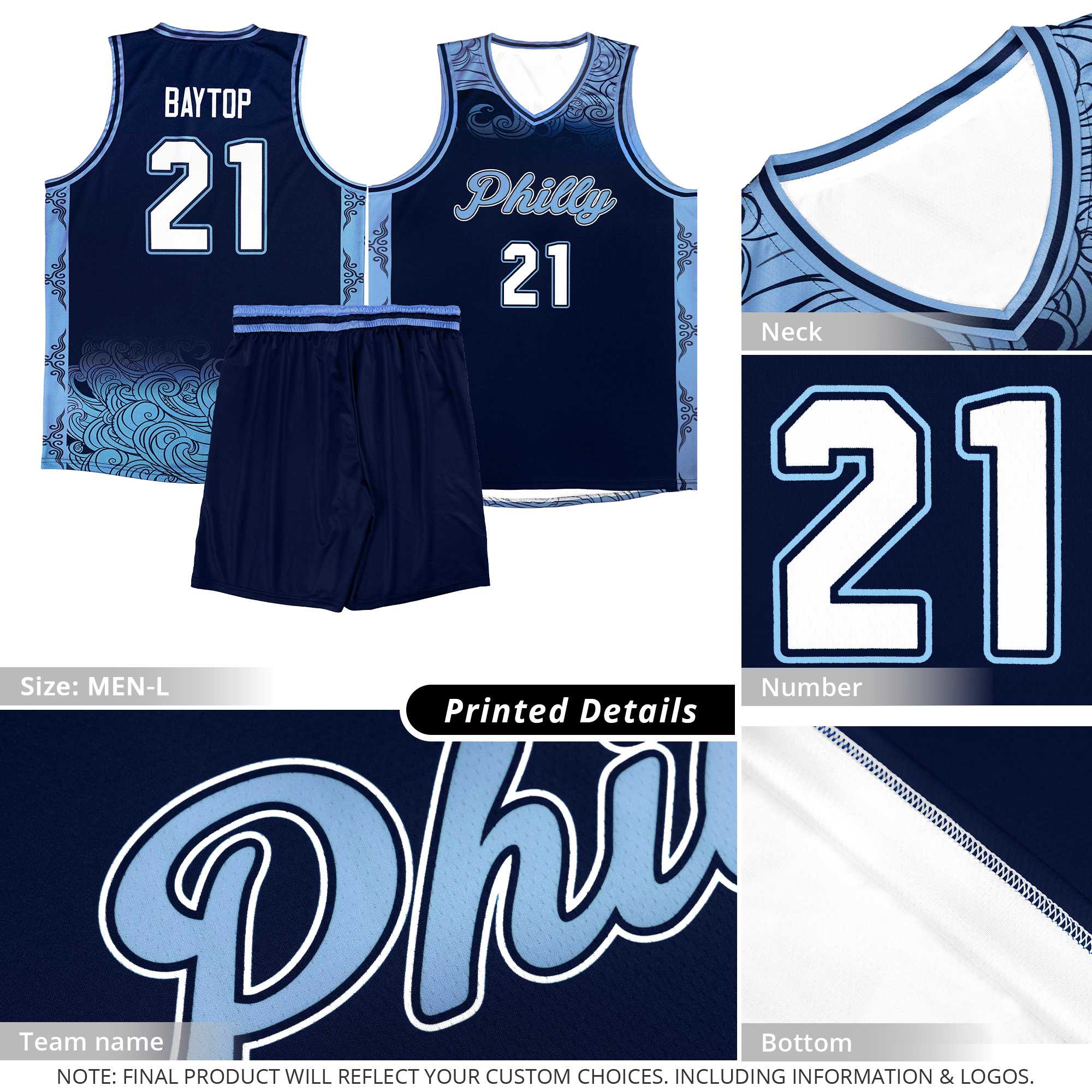 Custom Black Personalized Cloud Pattern Sports Sets Uniform Basketball Jersey