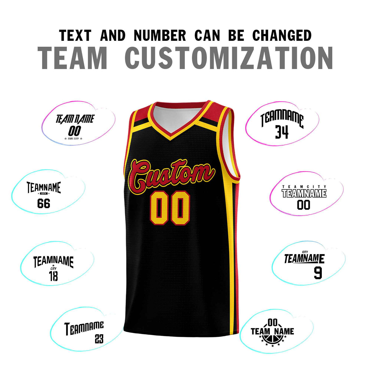 Custom Black Gold Red Trendy Color Charge Series Sports Uniform Basketball Jersey| KXKSHOP