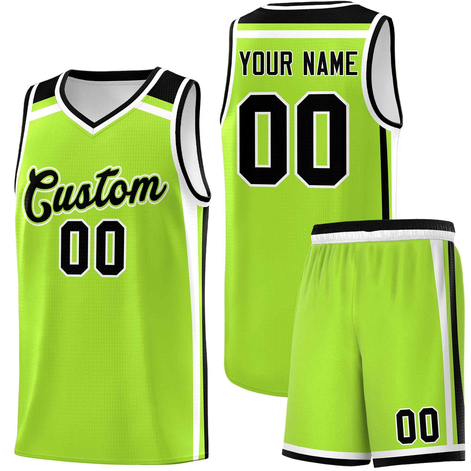Custom Neon Green White Black Trendy Color Charge Series Sports Uniform Basketball Jersey| KXKSHOP