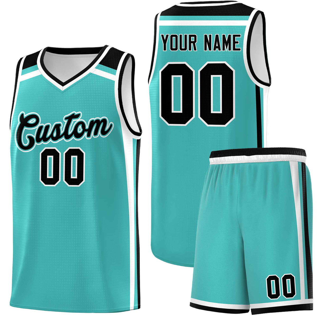 Custom Teal White Black Trendy Color Charge Series Sports Uniform Basketball Jersey| KXKSHOP