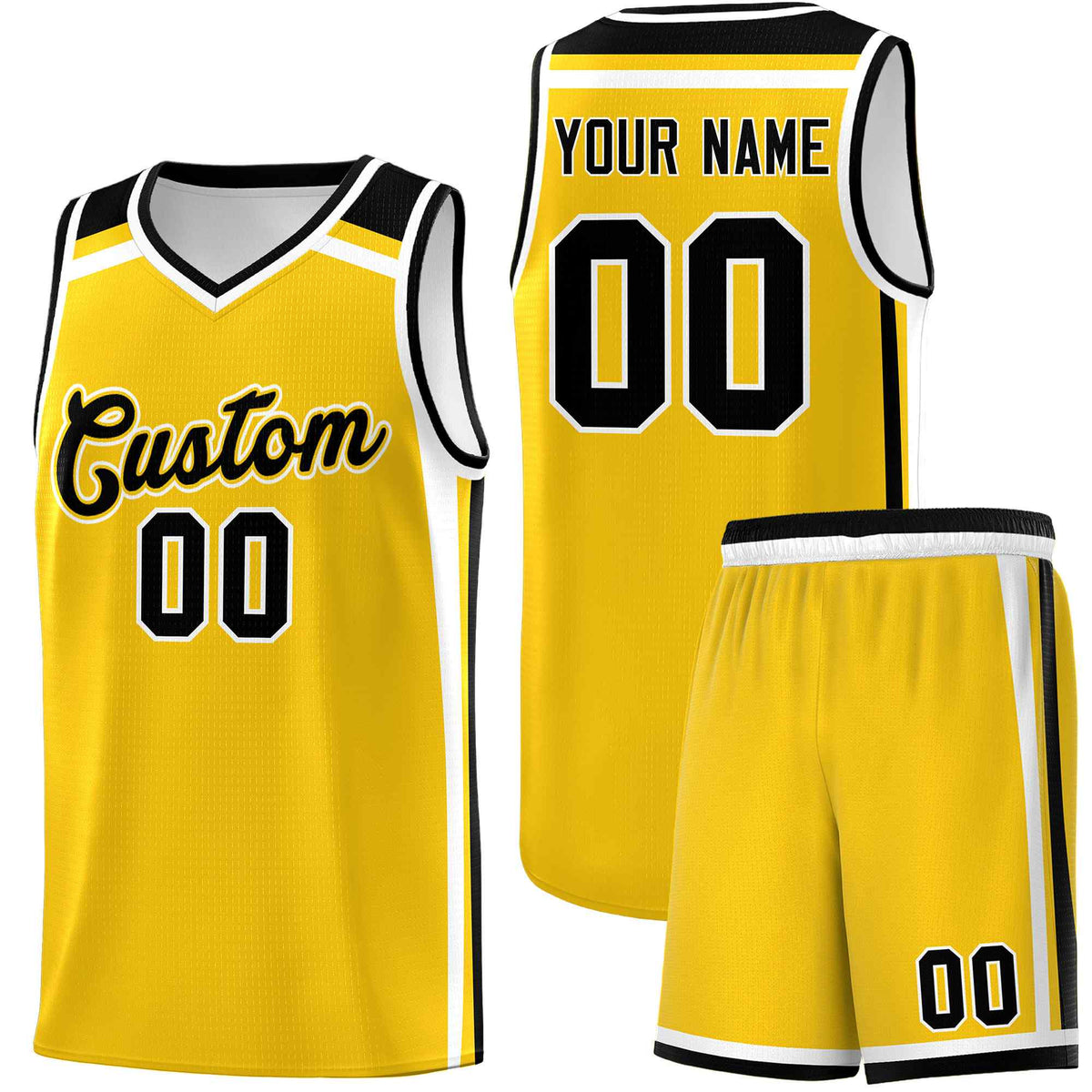 Custom Gold Black White Trendy Color Charge Series Sports Uniform Basketball Jersey| KXKSHOP