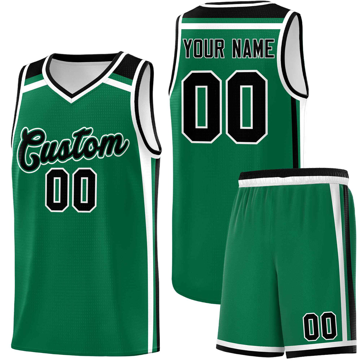 Custom Kelly Green Black White Trendy Color Charge Series Sports Uniform Basketball Jersey| KXKSHOP
